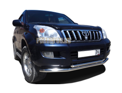 Защита переднего бампера двойная d60/42 для Toyota Land Cruiser Prado 120 (2003-2009)