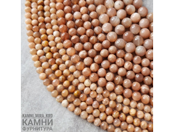 "Солнечный камень" оранжевый полевой шпат, шары 6-6,5 мм и шары ПРЕМИУМ 10,1-10,5 мм, цена за нить 18 см