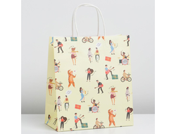 Пакет крафовый "С днём рождения", 22х25х12см