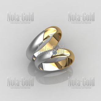 Двухцветные обручальные кольца в сочетании глянцевой и матированной поверхностей