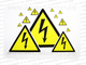 Знак W08 "Осторожно, электрическое напряжение" наклейки (от 3 руб. оптом) на виниловой пленке ПВХ.