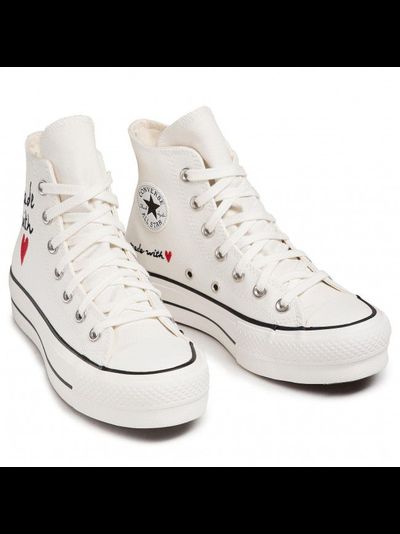 Кеды Converse All Star Lift Made With Love белые высокие на платформе