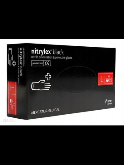 Нитриловые неопудренные текстурированные перчатки nitrylex PF (цвет черный),размер L (100 шт/уп.)