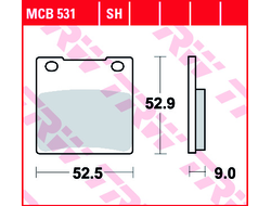 Тормозные колодки передние/задние TRW MCB531 для Suzuki Bandit GSF 250/400/600/1200, GSX 250/400/550/600/750/1100 // Kawasaki Ninja 1200, ZXR 400/750, ZRX 1100,1200, ZX-12R 1200, ZZR 1100/1200 // Hyosung GT Comet 600