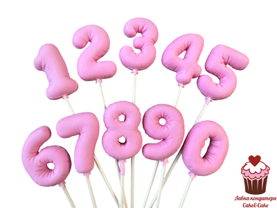 Цифра сахарная Розовая, 5 см