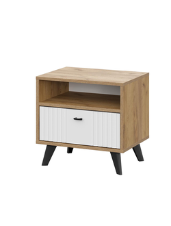 Милан Тумба прикроватная Дуб Золотой/Белый Матовый