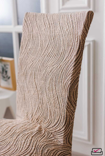 Чехол на стул Жаккард Волна Серый. Россия