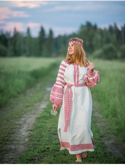 Платье-рубаха тканая