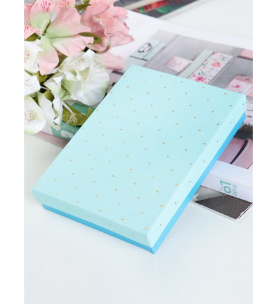 Коробочка подарочная, цвет ГОЛУБАЯ С ЗОЛОТОМ, для ОБЛОЖЕК НА ДОКУМЕНТЫ