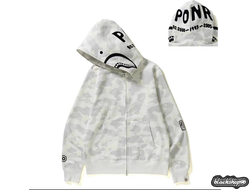 Bape full zip hoodie white “PONR” (S, M, L, XL)