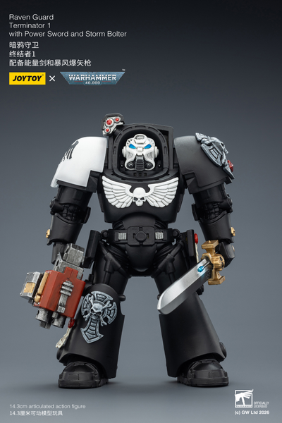 Терминатор Гвардии Ворона (Warhammer 40K) - КОЛЛЕКЦИОННАЯ ФИГУРКА 1/18 Raven Guard Terminator with Power Sword and Storm Bolter (JT03240) - JOYTOY