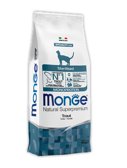 Корм для стерилизованных кошек Monge (Монж) с форелью 10 кг