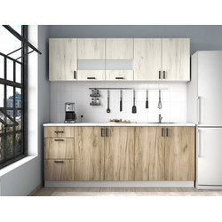 Кухонный гарнитур 2,0 ЛЕГЕНДА-10, крафт белый/дуб крафт серый/белый снег