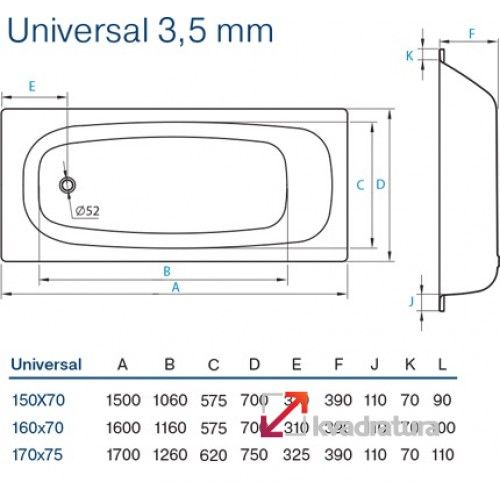 Ванна стальная blb universal hg 160х70 с ножками и шумоизоляцией b60hah001 apmstdbl1