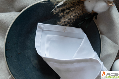 Текстильная салфетка для ресторана 45*45см, белая, евроуголок, без рисунка - 50шт