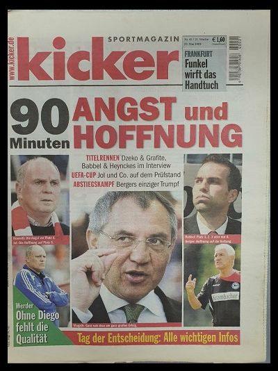 Kicker Magazine 22 May 2009 Иностранные журналы о футболе, Спортивные иностранные журналы, Intpress