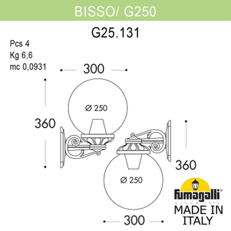 Светильник настенный Fumagalli BISSO/G250 G25.131.000