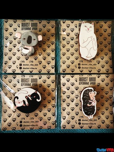 Дизайнерские деревянные броши ручной работы