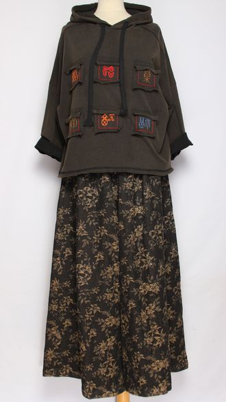 Джемпер ХЛОПОК "Капюшон нашивки винтаж" серый до р.52