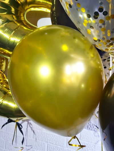 Воздушный шарик золотой хром из сета "Усатый юбилей"