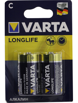 Батарейка C щелочная VARTA LONGLIFE 4114-2 1.5V 2 шт