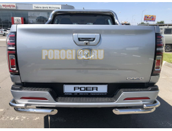 Защита заднего бампера угловая двойная d60/42 для Great Wall Poer 2021-