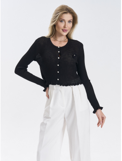 Кардиган вязаный приталенный укороченный на пуговицах