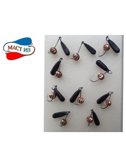 Мормышка вольфр. МАСТИВ Дипломат 3 чёрный, латунь зефирка, 0,9гр. (розовое золото), арт.803