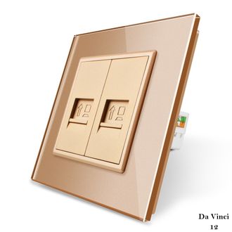 Двойная интернет розетка Livolo золотого цвета