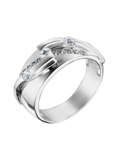 Широкое золотое кольцо с бриллиантами