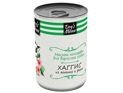 DOG`S MENU КОНСЕРВЫ ДЛЯ ВЗРОСЛЫХ СОБАК ХАГГИС ИЗ ЯГНЕНКА И РИСА 340 Г