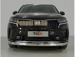 Защита передняя нижняя (овальная с ДХО) 75х42 мм ТСС для Kia Sorento 2020-