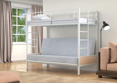 Двухъярусная кровать-диван Дакар 1 Белый (вставки Дуб молочный)