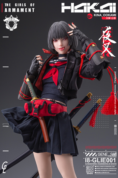 Девочка-они Кина (в черном) - Коллекционная фигурка 1/6 SCALE The Girls of Armament Kina OOKAMI (I8-GLIE001) - i8toys x Gharliera