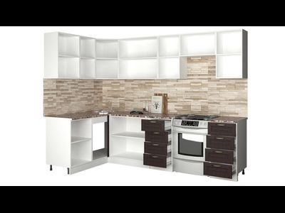 Кухня "Агава" 1,4х2,8м угловая МДФ ( лиственница светлая)