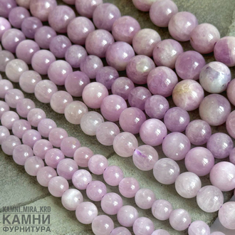 Кунцит шары 6,1-6,5/8-8,3 мм, цена за нить 19 см