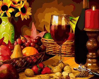 Картина по номерам 40х50 Эксклюзив!!! Вино и фрукты