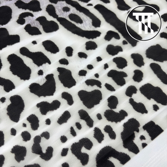 Сетка-стрейч принт Градиент + Леопард, цв. Белый