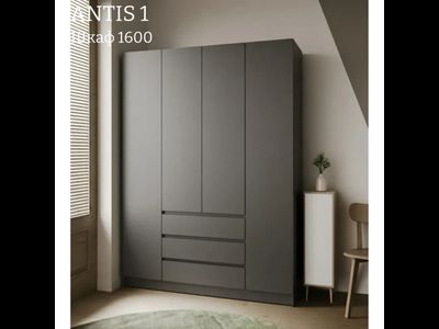 Шкаф распашной "Antis 1" (Антис) графит  1600 с ящиками (Микс)