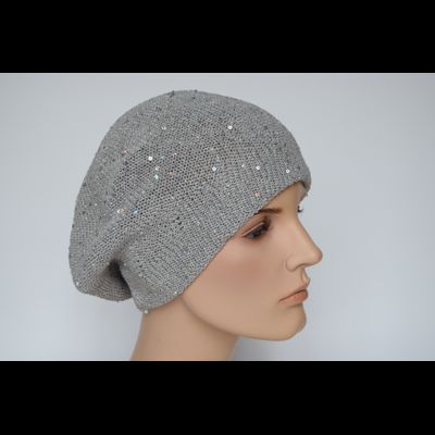 Серый берет весна - осень с пайетками Vizio Италия 7063