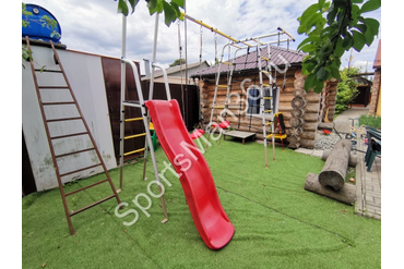 ДЕТСКИЙ СПОРТИВНЫЙ КОМПЛЕКС ДЛЯ ДАЧИ ROMANA БОГАТЫРЬ ПЛЮС - 2 NEW + КАЧЕЛИ ПЛАСТИКОВЫЕ ROMANA 2 шт.