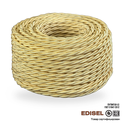 Витой ретро провод 3х2.5 золотой шелк бухта