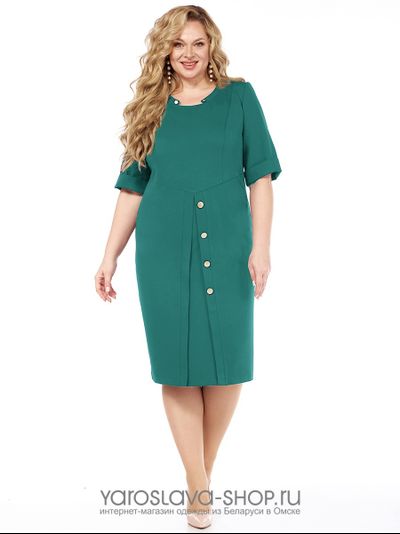 Модель : 3262.Платье женское прямого силуэта в зеленом цвете