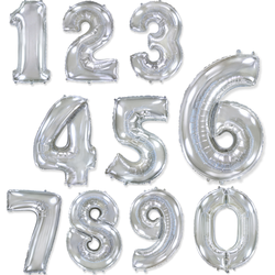 Цифра фольгированная, серебро (102см)