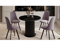 Стол обеденный Эридан Тип 1 Черный муар/Стекло матовое черный мрамор