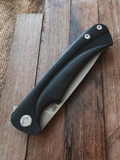 Складной нож Чиж-плюс сталь ламинат Васильева,  рукоять G10, цвет черный