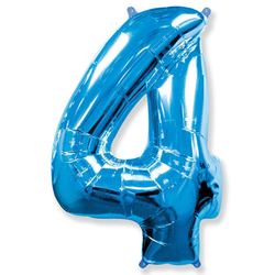 Воздушный шар фольгированный "Цифра 4. Синий"  (Испания) 102 см.