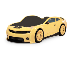 Кровать-машинка объемная (3d) EVO "Camaro" желтый (с подъемным механизмом и бельевыми ящиками)
