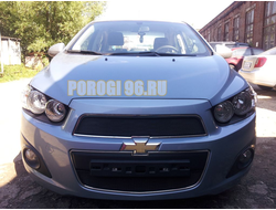 Защита радиатора Chevrolet Aveo 2012- black низ
