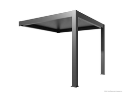 Алюминиевая пергола моторизированная пристенная MK97 300*300*300 см с RGB подсветкой по контуру цвет серый